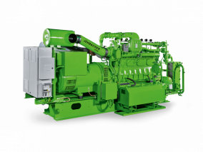 Front View of a Jenbacher J208 Gas Engine / branded